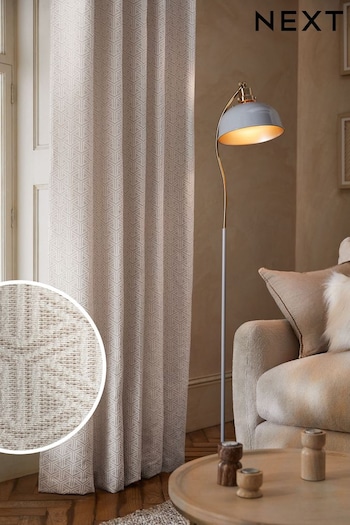 Natural Cosy Geometric Eyelet Lined Curtains (N41538) | £90 - £190