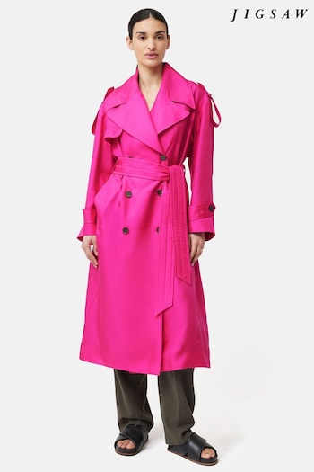 Jigsaw Pink Silk Trench Coat (N41574) | £595