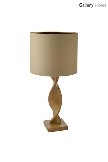 Gallery Home Brown Brooks Wooden Table Lamp (N41631) | £114