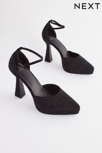 Black Forever Comfort® Point Toe Platform High Heel Giallo Shoes (N41709) | £52