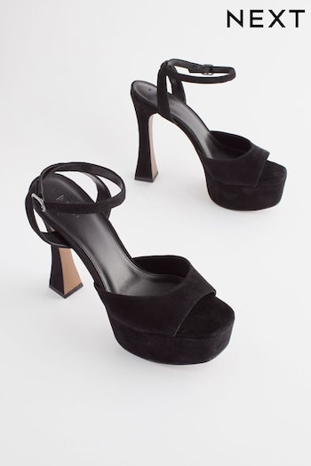 Black Signature Leather High Platform Sandals (N41731) | £79