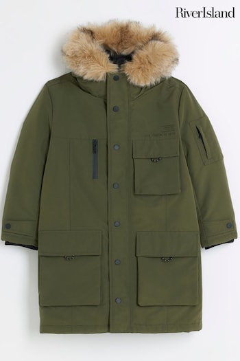 River Island Green Boys Parka Coat (N41733) | £52 - £70
