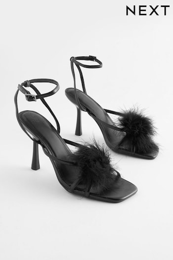 Black Forever Comfort® Real Feather Heel Sandals (N41734) | £46