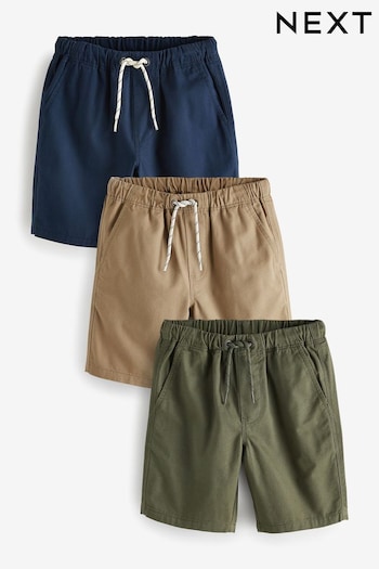 Navy Blue/Tan Brown/Khaki Green Pull-On Sustainable Shorts 3 Pack (3-16yrs) (N41746) | £18 - £33