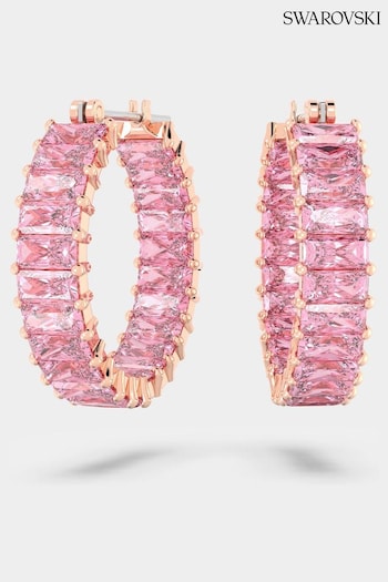 Swarovski Gold Plated Baguette Cut Matrix Hoop Earrings (N41765) | £135