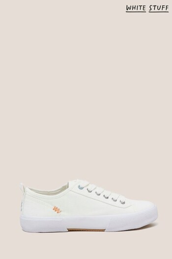 White Stuff Natural Pippa Canvas Lace-Up Trainers (N41783) | £35