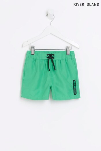 River Island Green Boys Print Reveal Swim Shorts (N41816) | £12