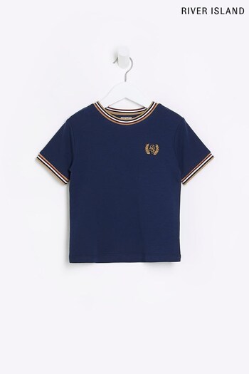 River Island Navy Blue Boys Embroidered T-Shirt (N41837) | £10