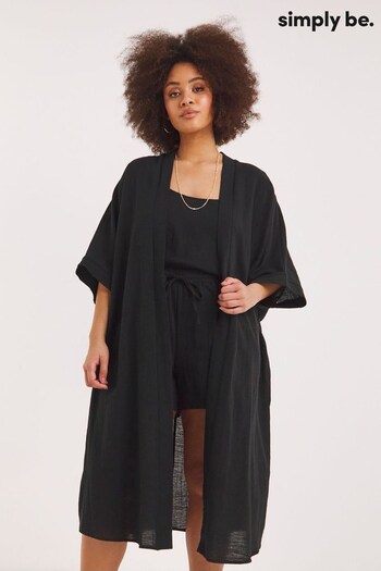 Simply Be Linen Look Black Kimono (N41867) | £30