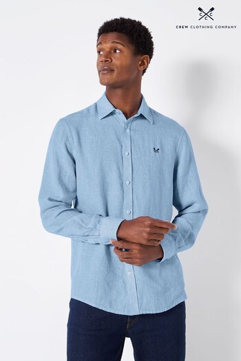 Crew Clothing Company Light Blue Dogtooth Linen Classic Shirt (N41918) | £69