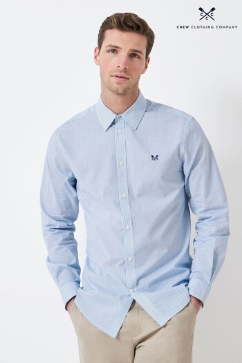 Crew Clothing Company Light Blue Check Print Linen Classic Shirt (N41919) | £59