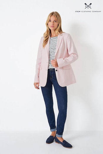 Crew Books Clothing Company Pink Linen Tailored Blazer (N41925) | £129