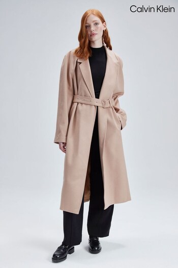 Calvin Klein Wool Wrap Natural Coat (N41982) | £530