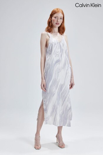 Calvin Klein Grey Shine Slip Dress (N42001) | £250