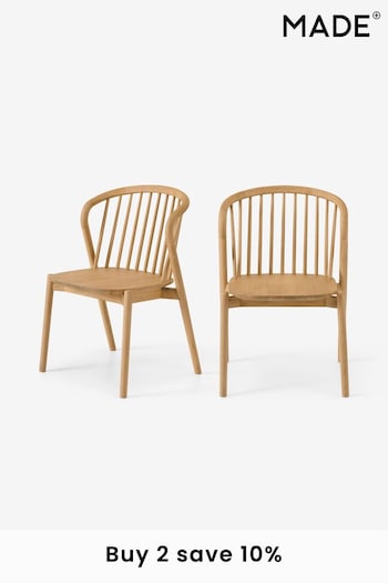 MADE.COM Set of 2 Oak Tacoma Dining Chairs (N42018) | £499