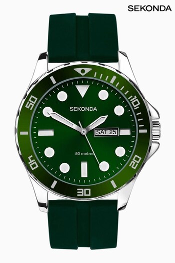 Sekonda Mens Green Balearic Rubber Strap Watch (N42025) | £40