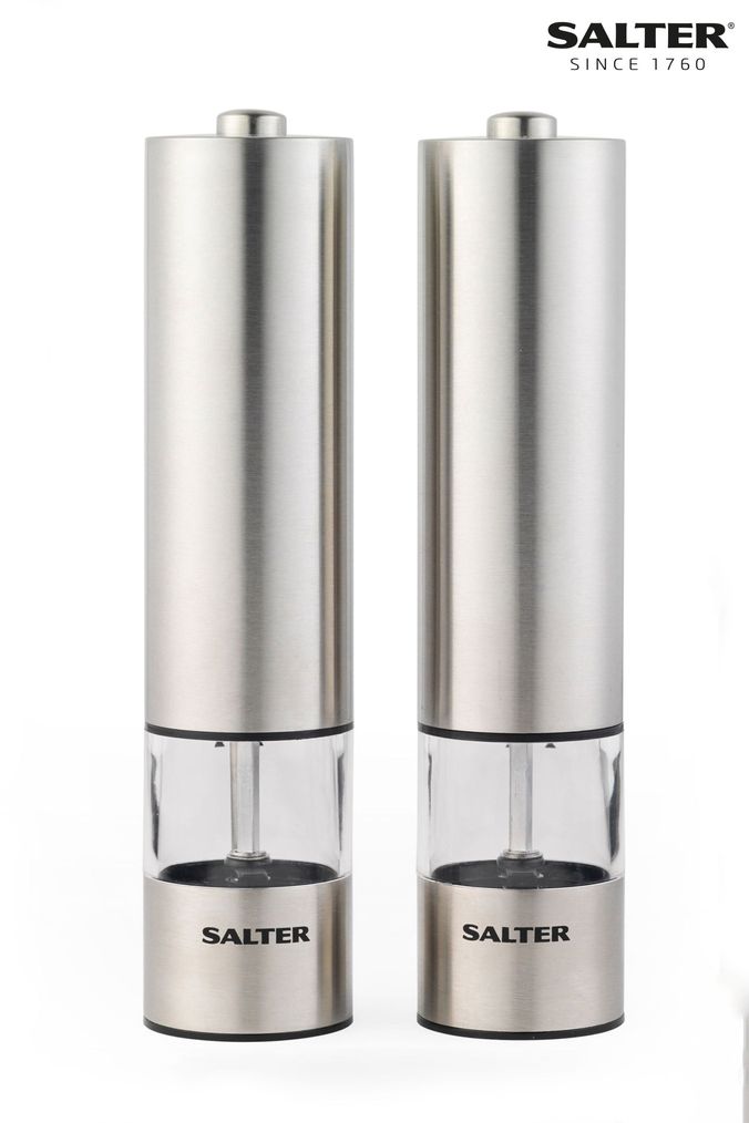 Salter Silver Rechargeable Salt and Pepper Mills with USB (N42115) | £30