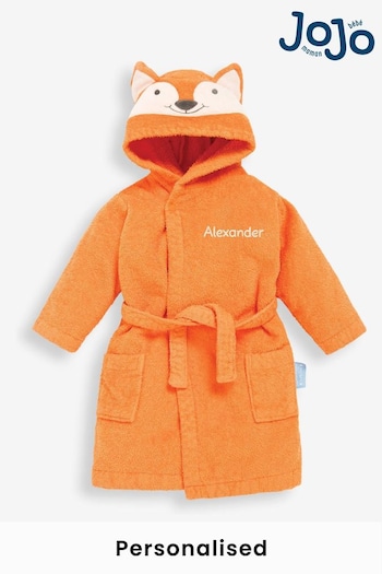 JoJo Maman Bébé Rust Personalised Fox Cotton Dressing Gown (N42167) | £33.50