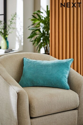 Dark Teal Blue Soft Velour Rectangle Cushion (N42190) | £12