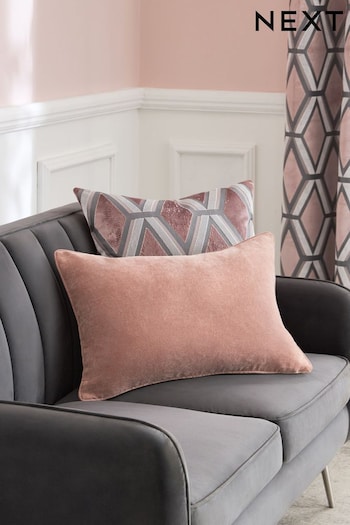 Blush Pink 40 x 59cm Soft Velour Cushion (N42191) | £12