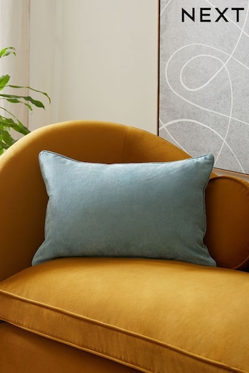 Slate Teal Blue Soft Velour Rectangle Cushion (N42193) | £12
