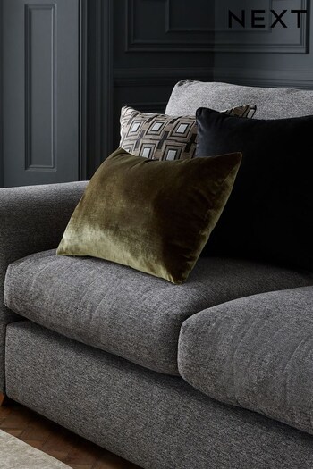 Olive Green Collection Luxe Large Rectangle Plush Velvet Cushion (N42210) | £22