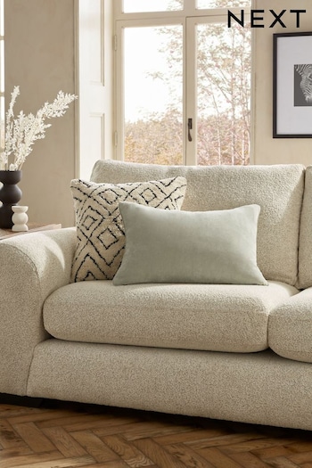 Sage Green Soft Velour Rectangle Cushion (N42211) | £12