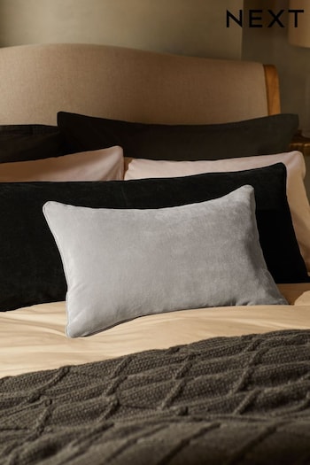 Silver Grey Soft Velour Rectangle Cushion (N42213) | £12