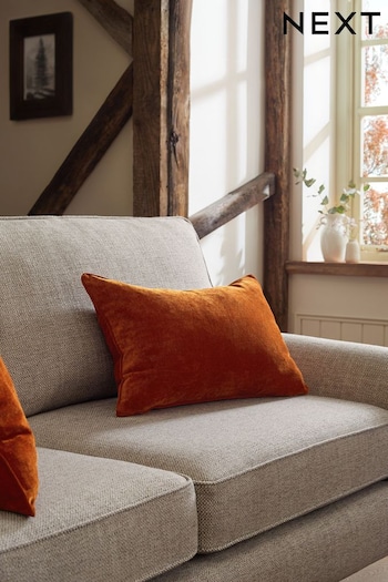 Burnt Orange Soft Velour Rectangle Cushion (N42215) | £12