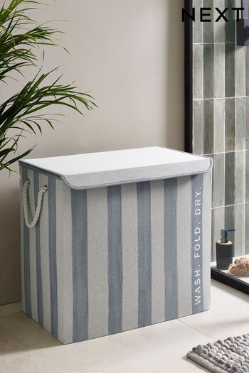 Blue Collapsible Stripe Sorter Laundry Basket (N42216) | £35