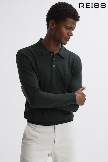 Reiss Forest Trafford Merino Wool Sweatpants Polo Shirt (N42243) | £98