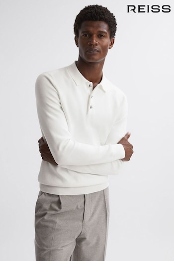 Reiss Ecru Sharp Long Sleeve Polo Shirt (N42260) | £138