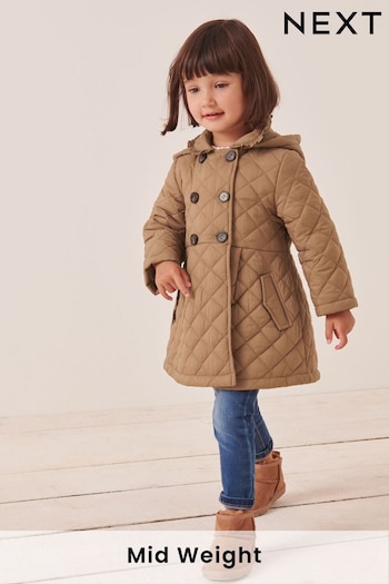 Camel Shower Resistant Frill Collar Quilted Coat (3mths-7yrs) (N42296) | £29 - £33
