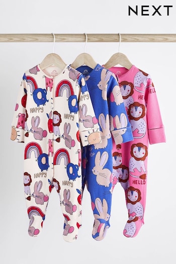 Pink Printed Baby Sleepsuits 3 Pack (0-3yrs) (N42316) | £19 - £21