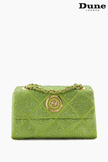 Dune London Green Duchess B Diamante Quilt Shoulder Bag (N42371) | £120