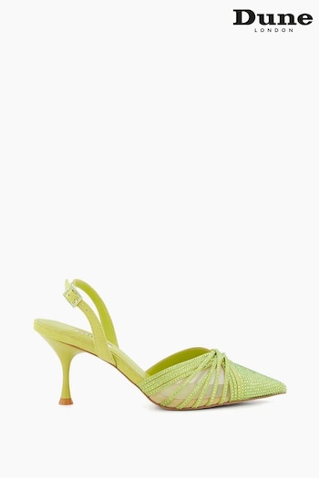 Dune London Green Cloudia Crystal Strap Slingback Shoes (N42440) | £135