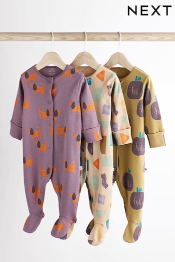 Lilac Purple Baby Sleepsuits 3 Pack (0mths-3yrs) (N42532) | £18 - £20