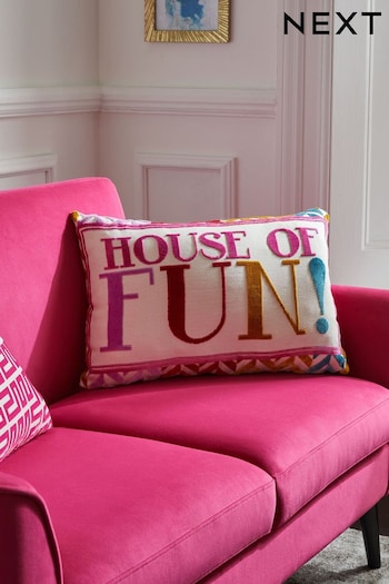 Multi Bright House Of Fun! Cut Velvet Cushion (N42567) | £26