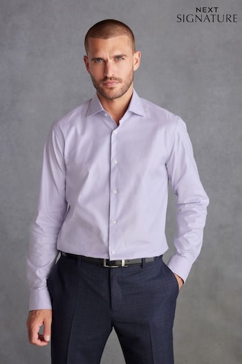 Lilac Purple Regular Fit Textured Single Cuff Signature Shirt (N42601) | £20