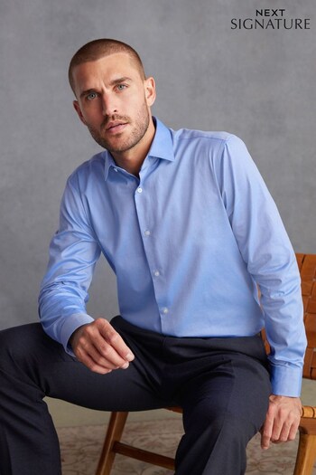 Blue Twill Slim Fit Signature Italian Fabric Shirt (N42602) | £52