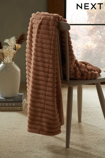 Mink Brown Faux Fur Throw Blanket (N42607) | £35
