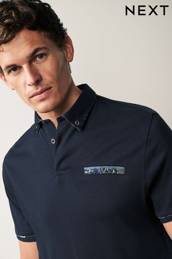 Dark Navy Smart Collar Polo Shirt (N42695) | £30