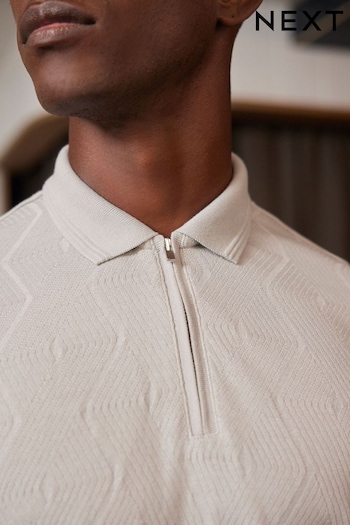 Grey Textured Polo Shirt (N42696) | £32