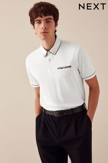 White/Gold Smart Collar Polo Shirt (N42706) | £30