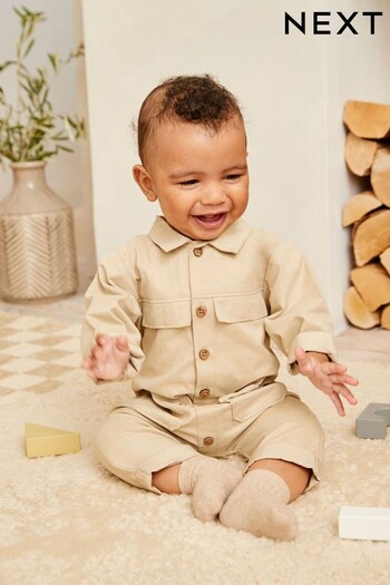Stone Natural Utility Baby Jumpsuit (N42729) | £14 - £16