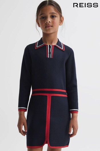 Reiss Navy Ruby Junior Knitted Polo Dress (N43003) | £40