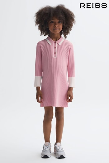 Reiss Pink Sammy Junior Knitted Polo Evoke Dress (N43004) | £55