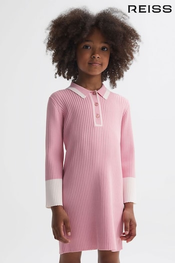 Reiss Pink Sammy Senior Knitted Polo Dress (N43016) | £60