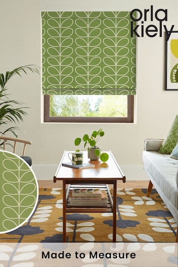 Orla Kiely Chalky Green Jumbo Linear Stem Made to Measure Roman Blinds (N43082) | £79