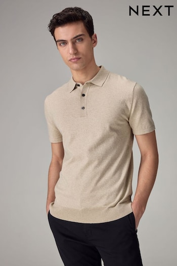 Neutral Regular Fit Knitted Polo Shirt (N43232) | £24